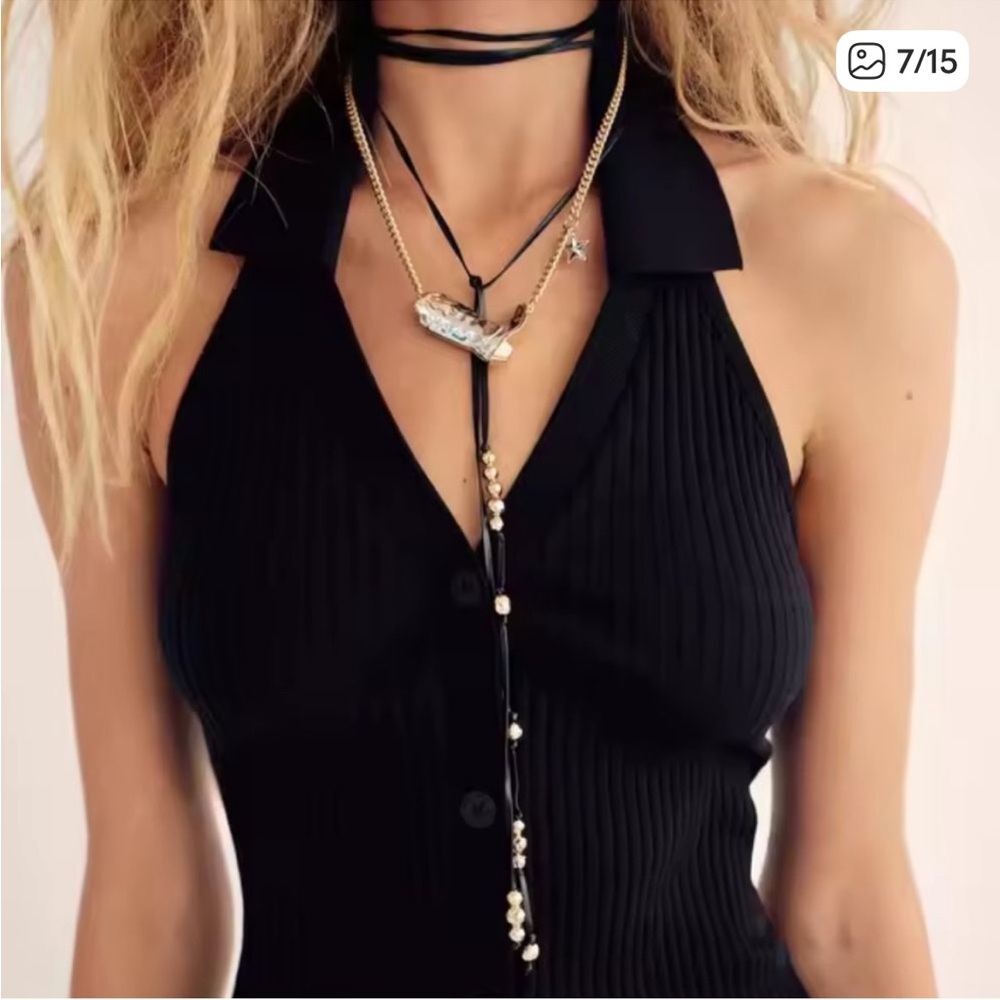 Zara NWT 2 pack cowboy boot charm necklaces